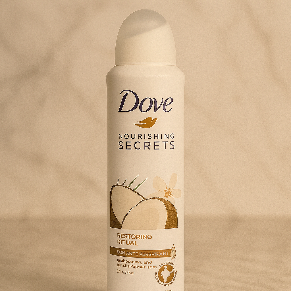 اسپری ضد تعریق زنانه داو سری Nourishing Secrets مدل Restoring Ritual رایحه نارگیل و گل یاس حجم 250 میلی لیتر