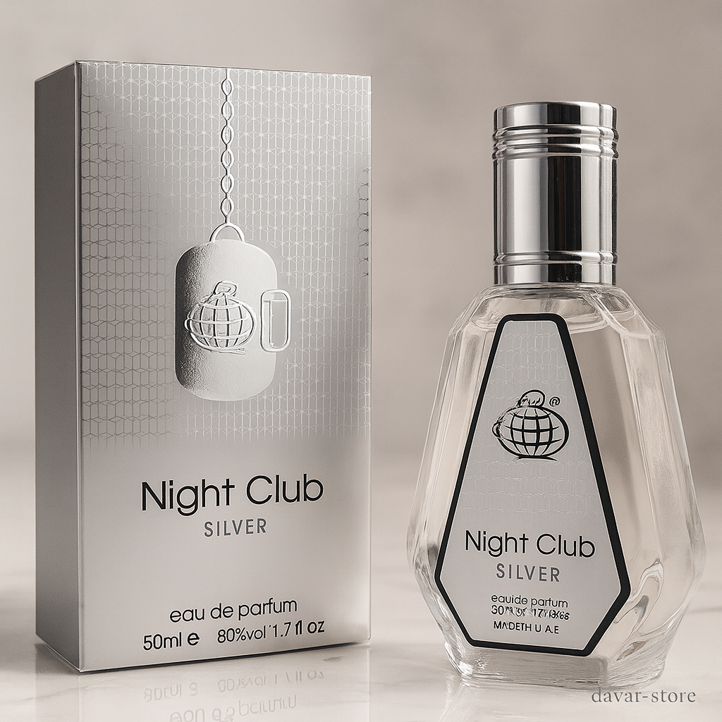 ادکلن جیبی برند فرگرانس مدل نایت کلاب سیلور رایحه کرید سیلور مانتین واتر حجم 50 میل