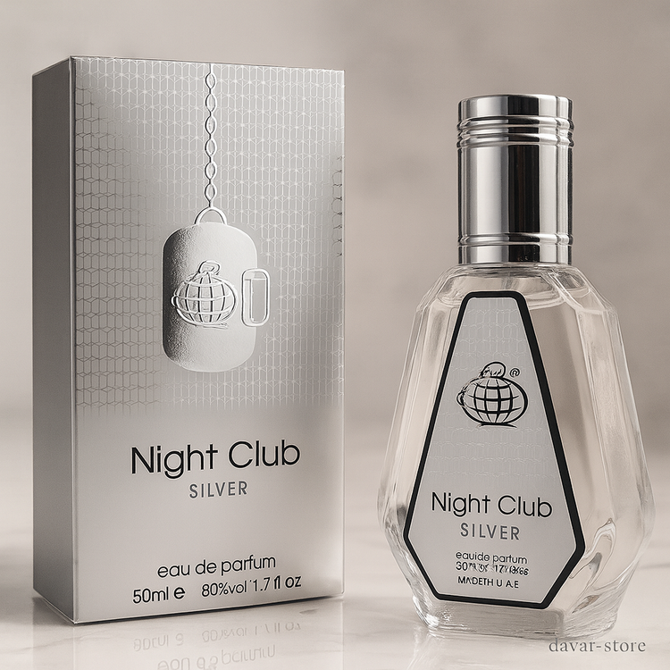 ادکلن جیبی برند فرگرانس مدل نایت کلاب سیلور رایحه کرید سیلور مانتین واتر حجم 50 میل
