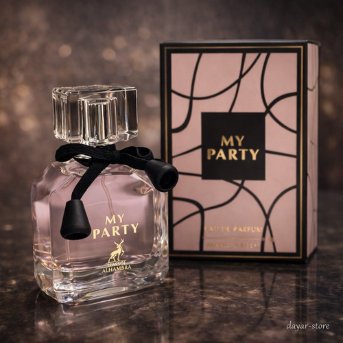 ادکلن زنانه شرکت الحمبرا مدل مای پارتی مشابه ایو سن لورن مون پاریس حجم 100 میل